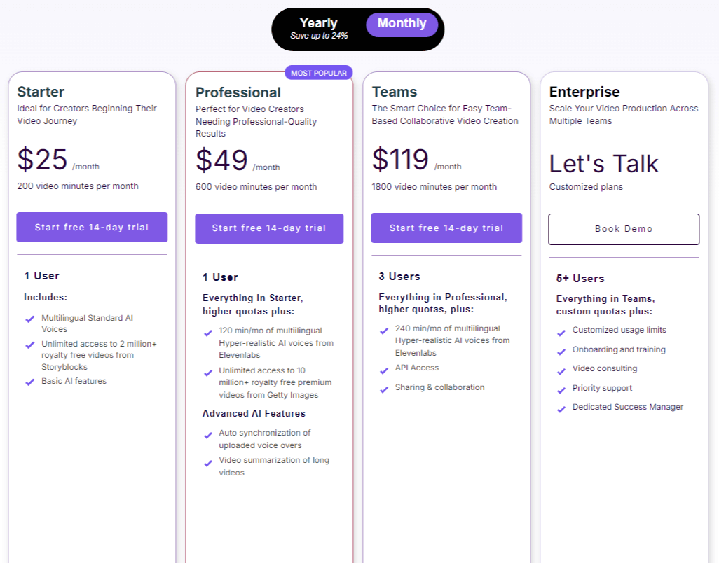 ScreenShot Tool -20240823193913 Pictory pricing Monthly