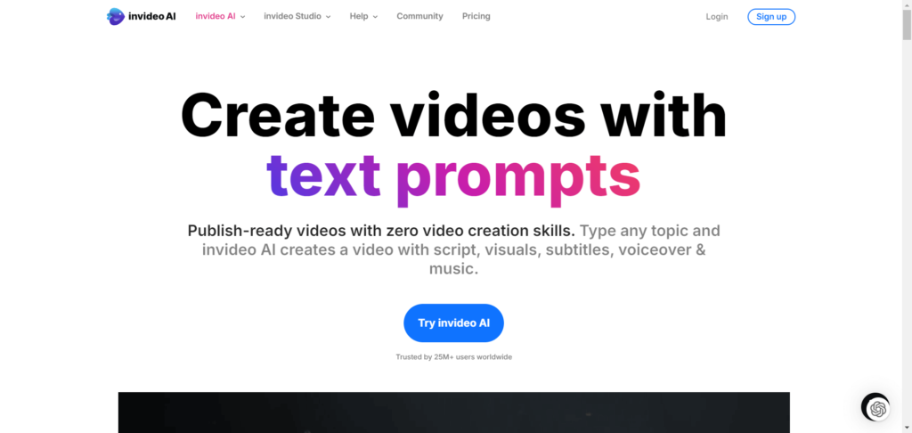invideo homepage