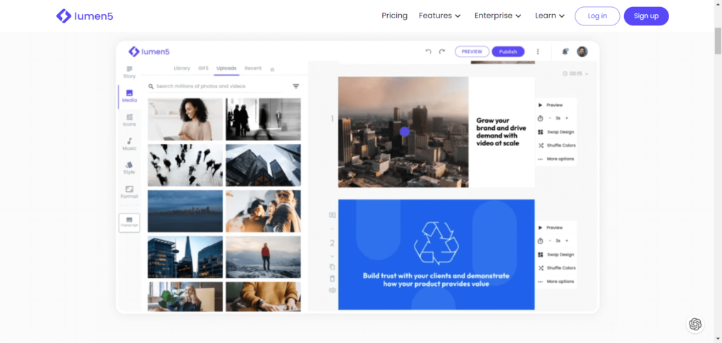 lumen5 homepage