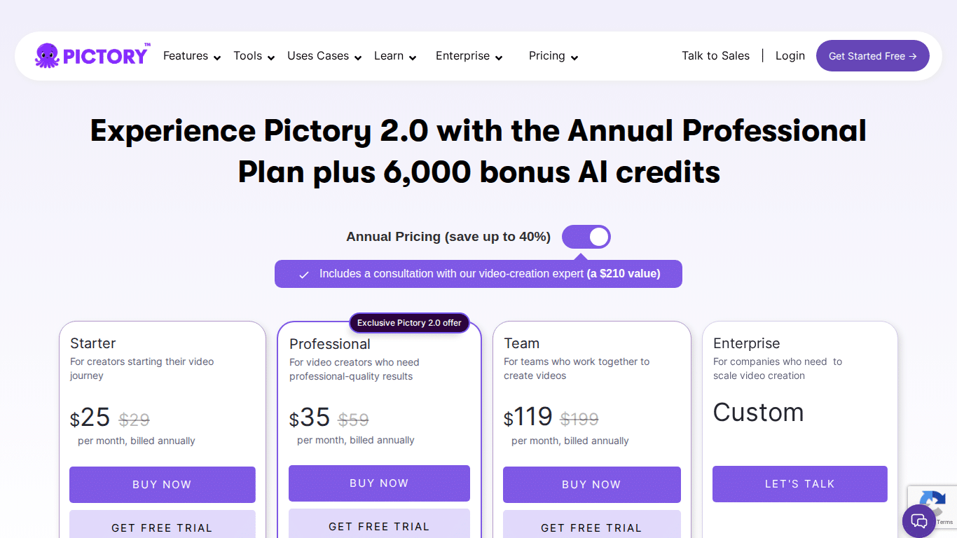 Pictory AI pricing plans 2026 for AI video comparison
